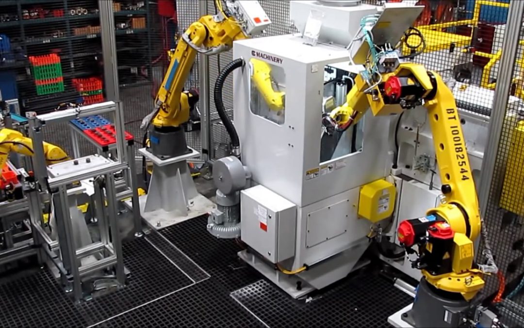 Double Disc Grinder with Multiple Fanuc Robots